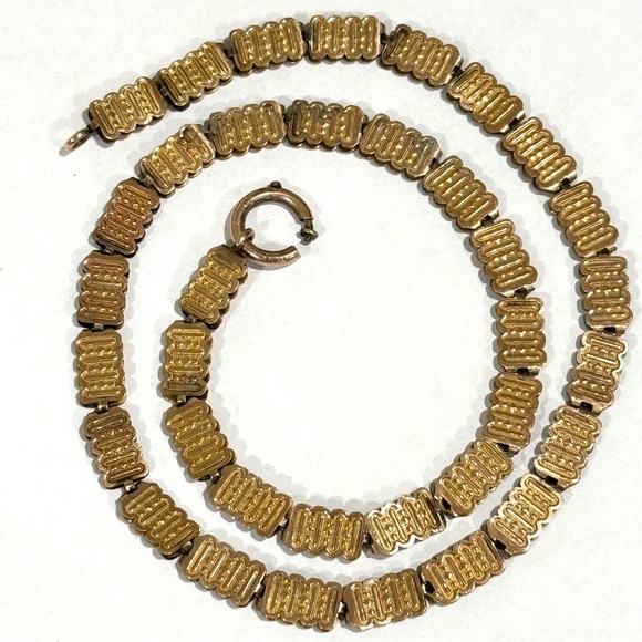 Vintage Antique Book Chain 18” Reversible Rolled Gold Plated Necklace - Picture 2 of 16
